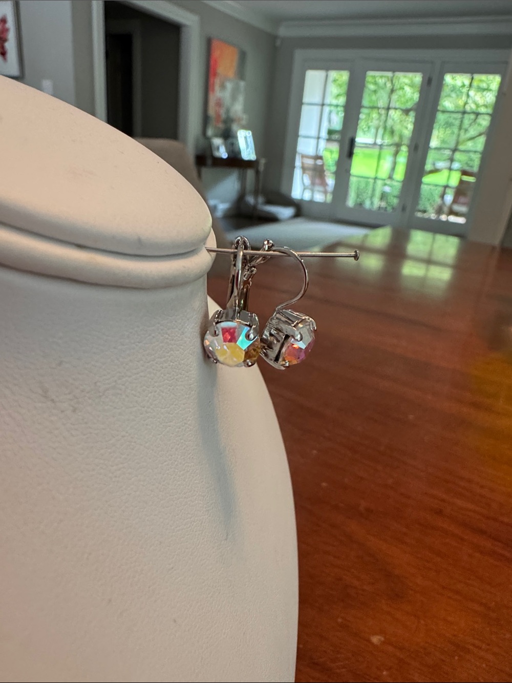 Sabika Aurora Crystal Drop Earrings - Iridescent Silver